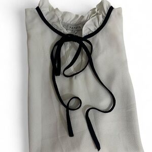 Papaya Ivory Blouse with Dark Trim
